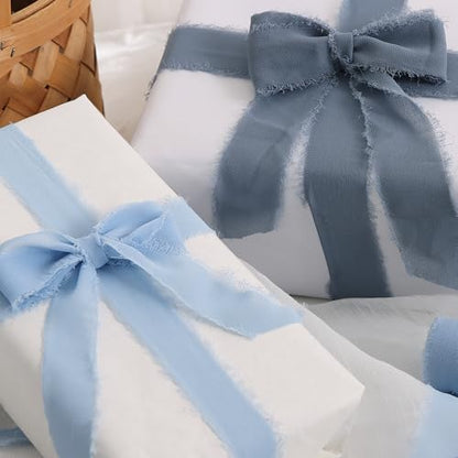 4 Rolls Pink & Blue Chiffon Ribbon 1 1
