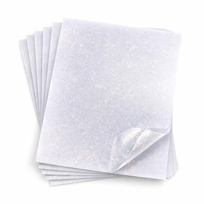 25 Sheets Sandy Glitter Clear Laminate Sheets Self Adhesive Glitter Paper (25 Count)