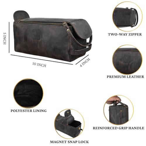 Full Grain Leather Toiletry Bag for Men & Women
