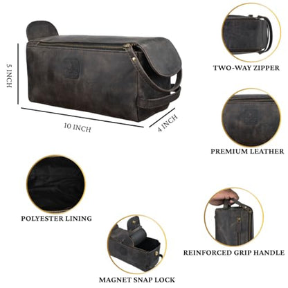 Full Grain Leather Toiletry Bag for Men & Women