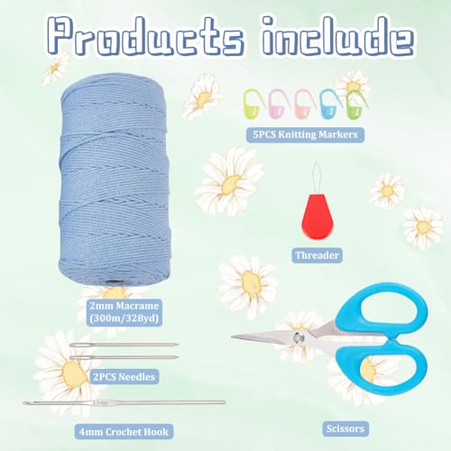 Cotton Cord Crochet Kit for Beginners Crochet Bag Making Kit DIY Crochet Shopping Bag Kit Crochet Set for Adults with Instructions Crochet Bag for Shopping Daily Use
