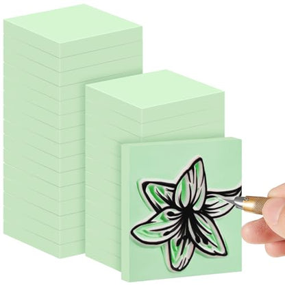 24 Pcs 2" x 2" Rubber Carving Blocks Linoleum Blocks for Printmaking (24 Count)
