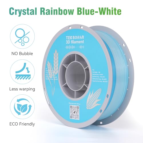 TECSONAR Crystal Rainbow PLA 3D Printer Filament (35.274 Ounce)