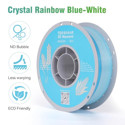 TECSONAR Crystal Rainbow PLA 3D Printer Filament (35.274 Ounce)