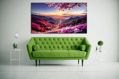 Scenery Tempered Glass Wall Art Painting for Living Room