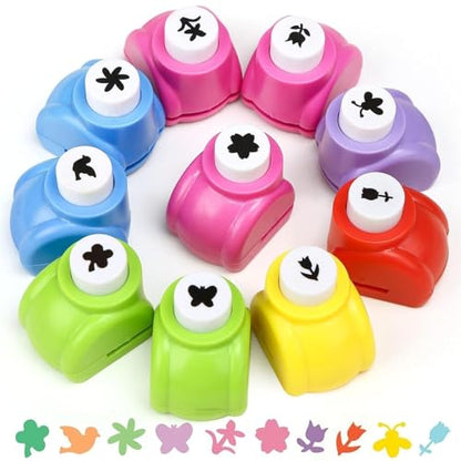 10PCS Flower Shaped Craft Hole Punch Set for DIY Crafting (10 Count)