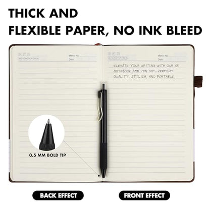 12 Set Lined Notebook Journals with Pens A5 Notebooks 100 GSM College Ruled Hardcover Notebook PU Leather Notepad with Pen Holder for Office School (60 Count)