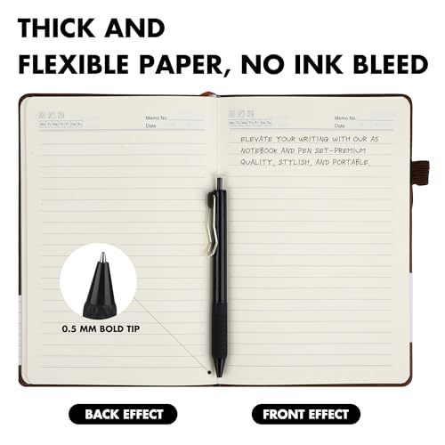 30 Set Lined Notebook Journals with Pens A5 Notebooks 100 GSM College Ruled Hardcover Notebook PU Leather Notepad with Pen Holder for Office School (60 Count)
