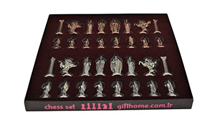 Medieval British Army Antique Copper Metal Chess Set for Adults