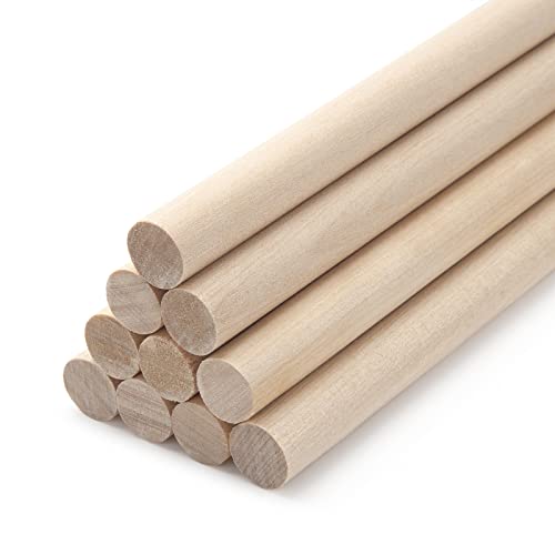 1 2 x 15 Wooden Dowels Wooden Sticks for Crafts (10 Count)