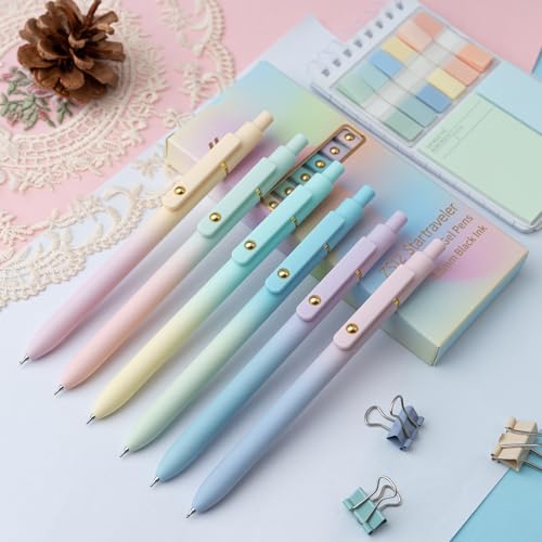 6 Pcs Gel Pens 0.5mm Quick Dry Black Ink Pens Fine Point Smooth Writing Pens (6 Count)
