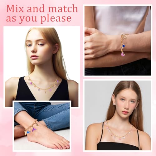 Gold 443PCS Gold Charm Bracelet Necklace Making Kit for Women (443 Count)