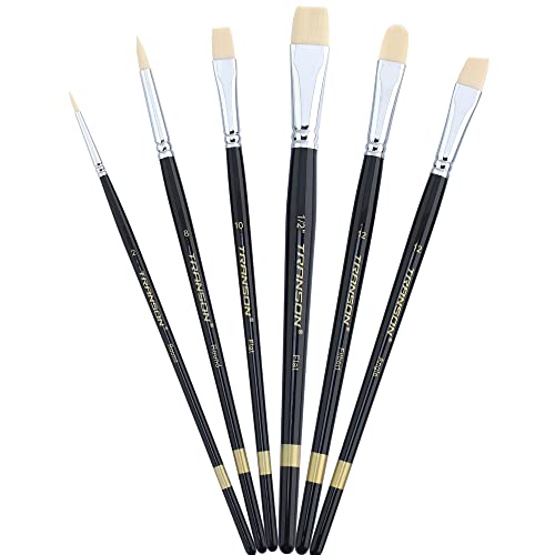 Paint Brush Set 6pcs Art Painting Flexible Bristle for Acrylic Watercolor Gouache Oil Leather Canvas and Face Painting (6 Count)