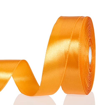 1 Inch Orange Solid Satin Ribbon for Gift Wrapping