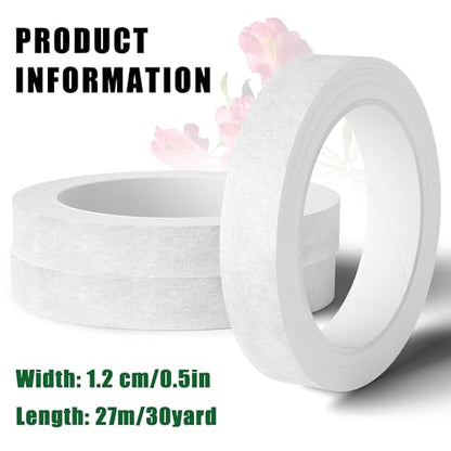 12 Rolls 1 2 Inch 30 Yard Floral Tapes for Bouquet Stem Wrapping (1080 Foot)
