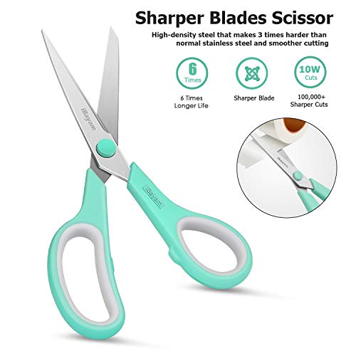 8" Heavy Duty Scissors All Purpose for Office School Crafts Sewing (3 Count)