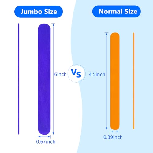 Colored Jumbo Wooden Craft Sticks (500 Count)