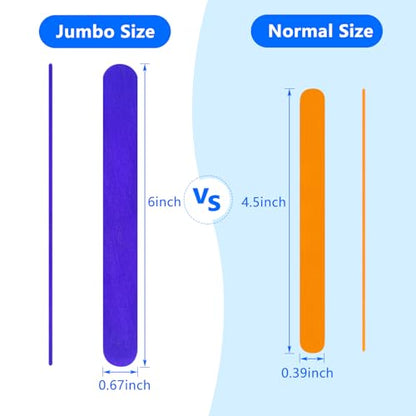 Colored Jumbo Wooden Craft Sticks (500 Count)