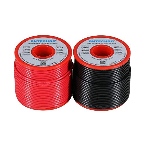 22 Gauge PVC Solid Electric Wire Red Black Each 100 ft Hookup Wire