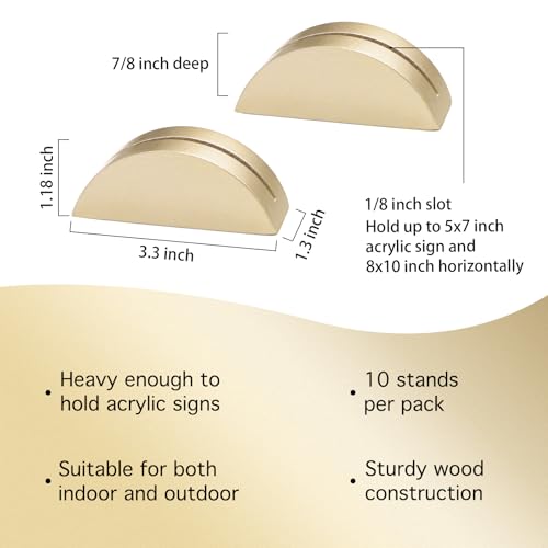 10 Pack 3.3" Arch Gold Wood Stand with 1 (10 Count)