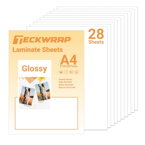 Laminating Sheets Clear Laminate Sheets Sticker Paper for Inkjet Printer Clear Vinyl for Printable Vinyl Sticker Paper Photo Paper 8.26" x 11.69" A4 28 Sheets