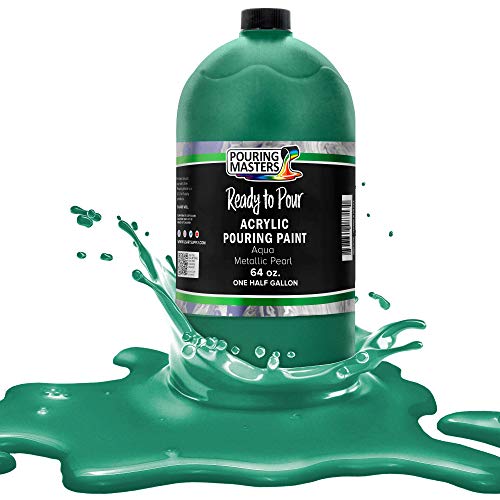 Pouring Masters Aqua Metallic Pearl Ready to Pour Acrylic Pouring Paint (64 Fl Oz)