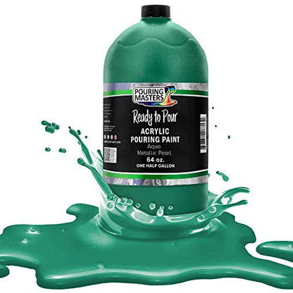 Pouring Masters Aqua Metallic Pearl Ready to Pour Acrylic Pouring Paint (64 Fl Oz)