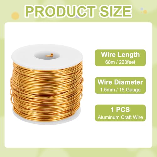 15 Gauge Anodized Aluminum Craft Wire Bendable Bonsai Training Wire 223 Feet 1.5mm for Sculpting Crafts Wreath Floral Beading Jewelry Making
