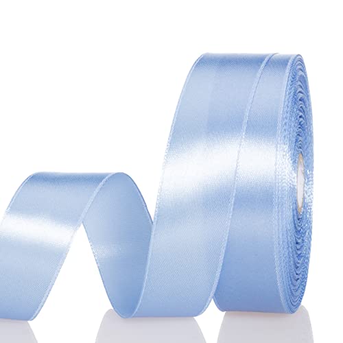 1 Inch Sky Blue Solid Satin Ribbon for Gift Wrapping