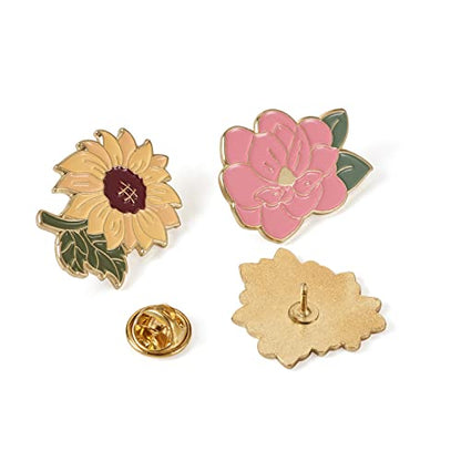 Beadthoven 16pcs Flower Enamel Pins Set Spring Cherry Blossom Metal Enamel Lapel Pin for Clothes Backpack Cute Tiny Sunflower Daisy Brooch Badge Pins Women Gifts Bakpack Bags Scarf Hats DIY Accessory (16 Count)