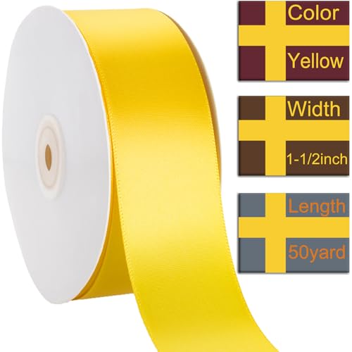 1-1/2 Inch Yellow Ribbon 50Yards – Perfect for Gift Wrapping