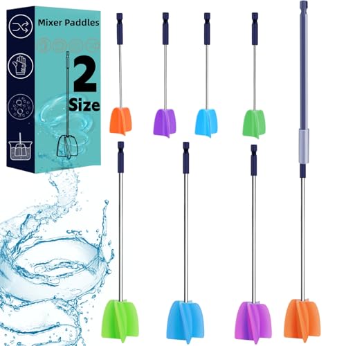 4/Large+4/Small Sizes Silicone Resin Mixer Paddles,Reusable Reusable Paint and Resin Mixer Paddle to Mix Epoxy Resin, Paint, Ceramic Glaze and Reduce Bubbles - Paint Mixer for Drill (4/Large+4/Small) (4 Count)