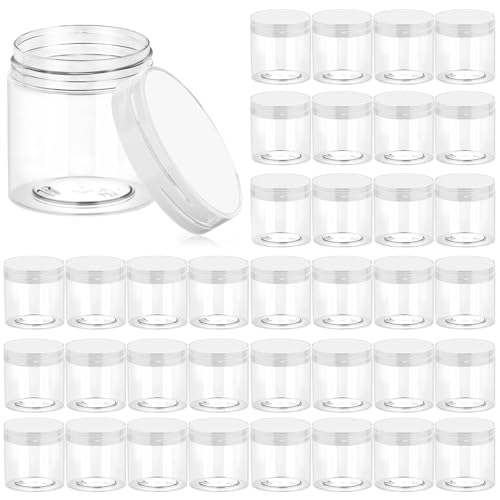 36 Pack 4 OZ Plastic Jars Clear Cosmetic Container with Lids (36 Count)