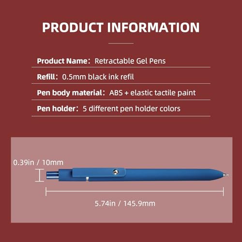 Gel Pens 5 Pcs 0.5mm Fine Point Smooth Writing Pens Cute Pens