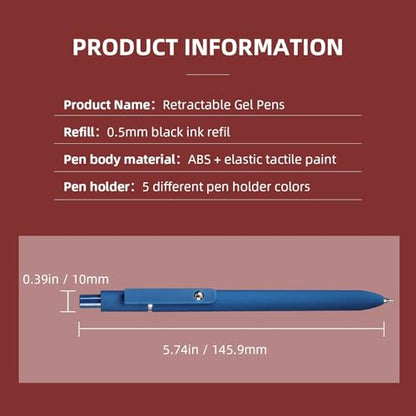 Gel Pens 5 Pcs 0.5mm Fine Point Smooth Writing Pens Cute Pens