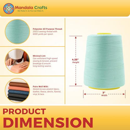 20S 2 Mint Polyester 4 Pack of Serger Threads Cones (24000 Foot)