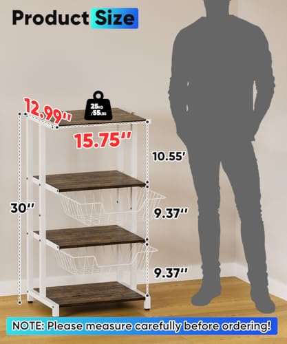 Media Stand with Two Detachable Baskets (4 Count)