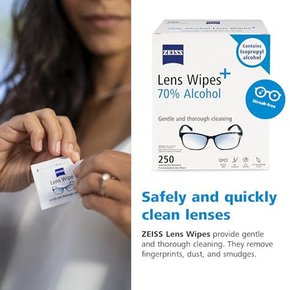 Pre Moistened Lens Cleaning Wipes with 70% Alcohol (250 Count)