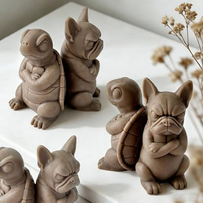 Couple Dog and Turtle Animal Cylinder Candle & Resin Mold