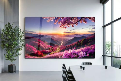 Scenery Tempered Glass Wall Art Painting for Living Room