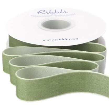 Sage Green Velvet Ribbon 1 Inches Continuous10 Yard Spool Spring Moss Christmas Ribbon for Gift Wrapping Crafts Home Decor