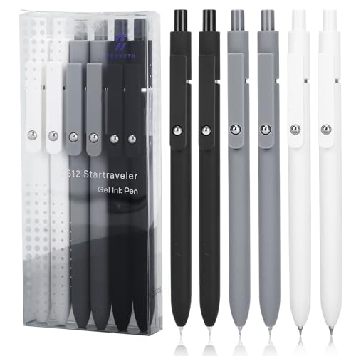 Gel Pens 6 Pcs 0.5mm Retractable Quick Dry Black Ink Pens (6 Count)