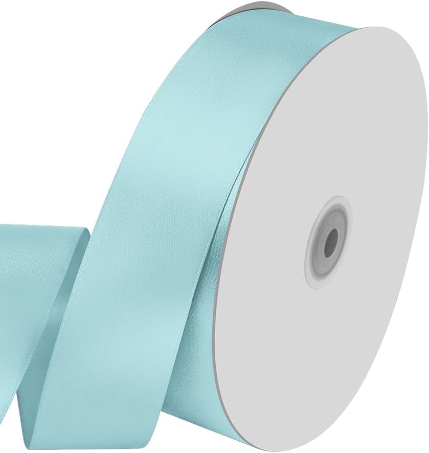 1-1/2" Wide x 100 Yards Single Faced Polyester Baby Blue Satin Ribbon, Perfect for Wedding, Gift Wrapping, Bow Making & Other Projects (Baby Blue) - Crafty Corner