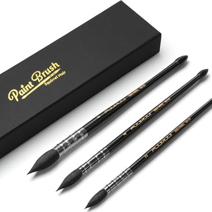 3PCS Squirrel Hair Watercolor Brushes (3 Count)