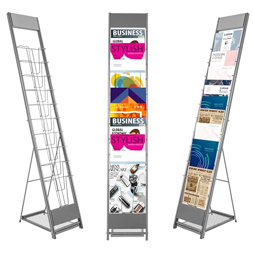 10 Tiers Portable Magazine Rack Book Brochure Display Stand Holder