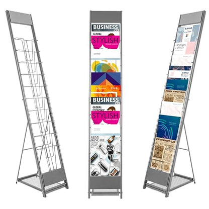 10 Tiers Portable Magazine Rack Book Brochure Display Stand Holder