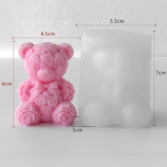 Large Rose Bear Candle Mold