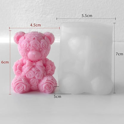 Large Rose Bear Candle Mold