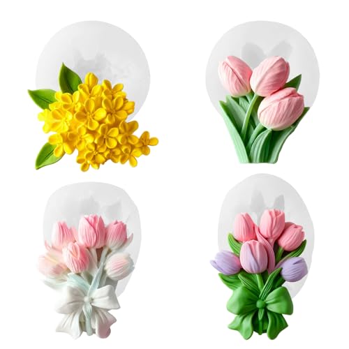 4PCS 3D Flower Bouquet Silicone Molds for Soap