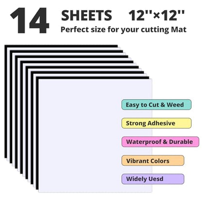 Black & White Glossy Permanent Vinyl (14 Count)